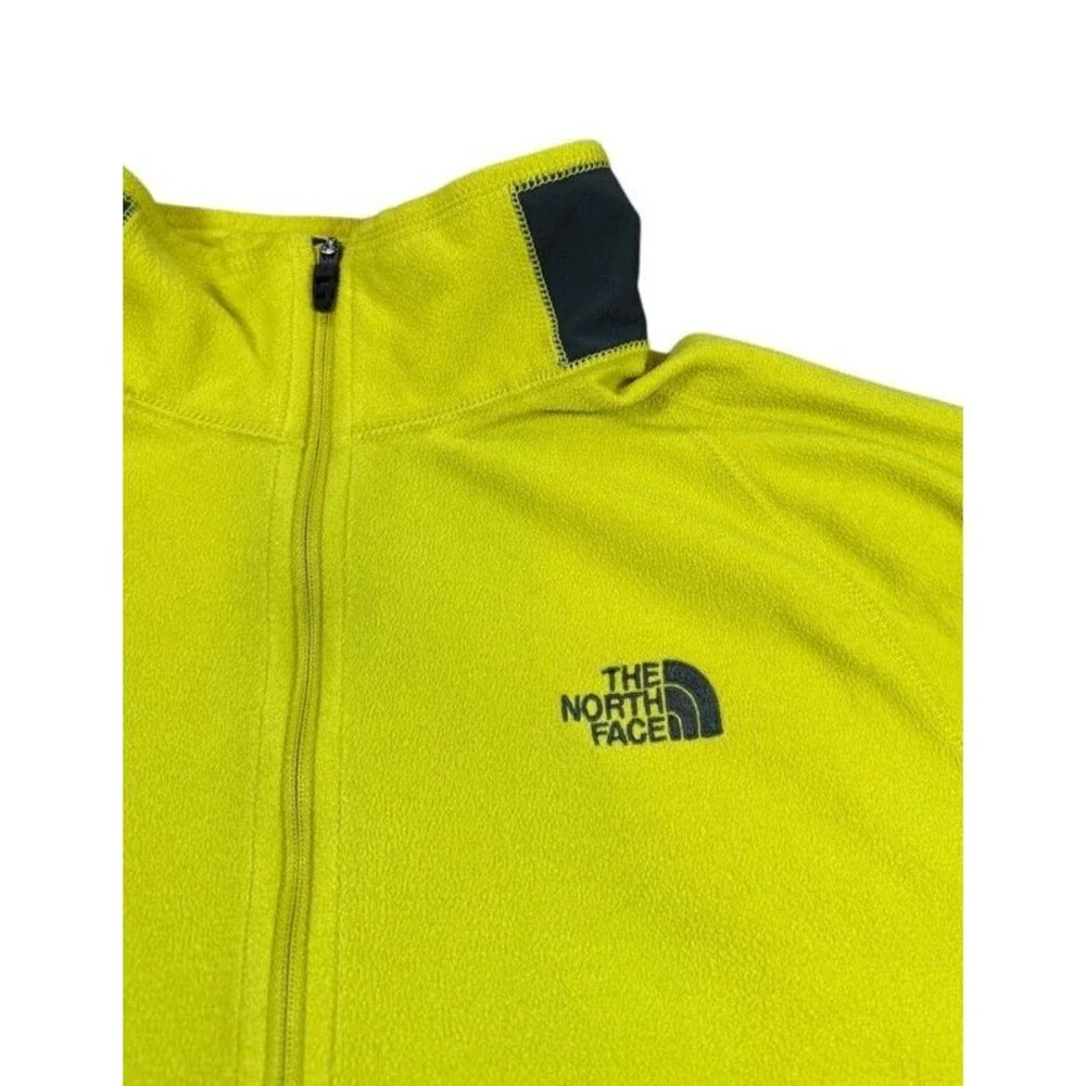North Face Fleece Quarter Zip Pullover Mens Size Large Yellow Lightweight Hiking